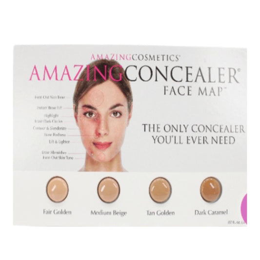 10 x Amazing Cosmetics Amazing Concealer - 4 SHADES SWATCHES