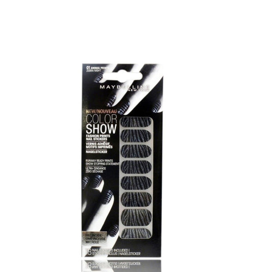 12 x Maybelline Colorshow Nail Stickers - 01 ZEBRA NIGHT