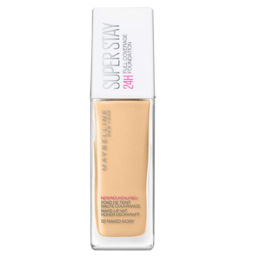 6 x Maybelline SuperStay 24Hr Full Coverage Foundation - 02 NAKED IVORY